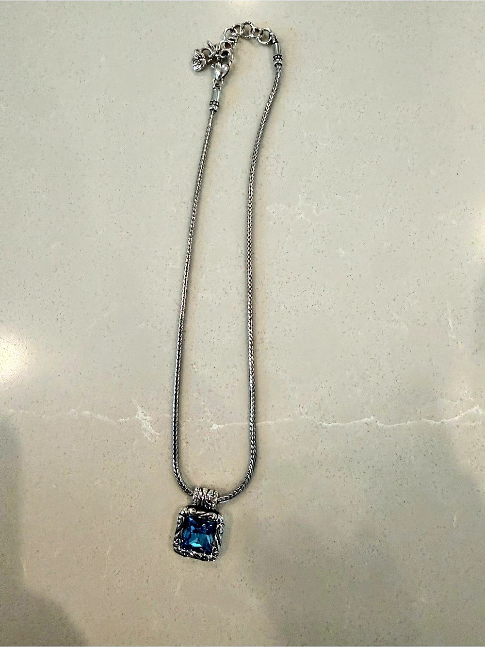 Brighton Regina Blue Square Crystal38 Pendant Necklace